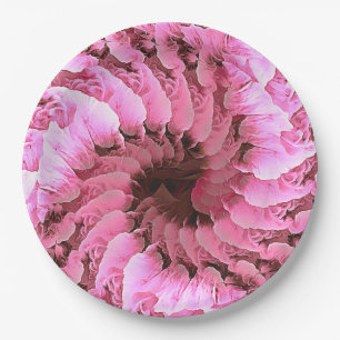 Pink Floral Fibonacci Twirl Paper Plate