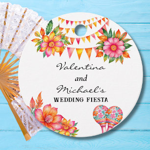 Pink Floral Fiesta Mexican Wedding Thank You Favour Tags