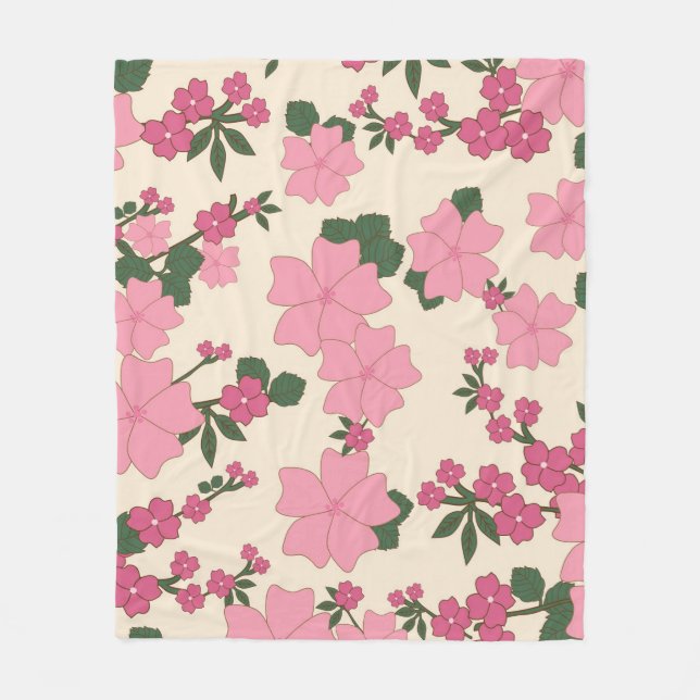 Pink floral fleece blanket (Front)