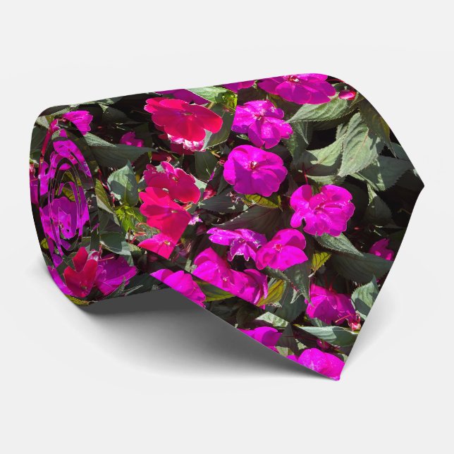 Pink Floral Flower Art Abstract Gift Wedding Favor Tie (Rolled)