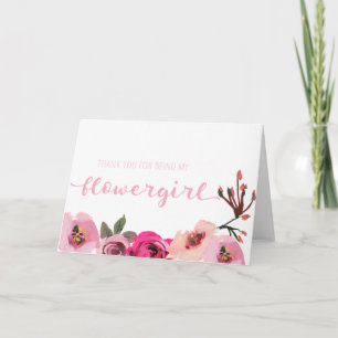 Pink Floral Flower Girl Thank You Card