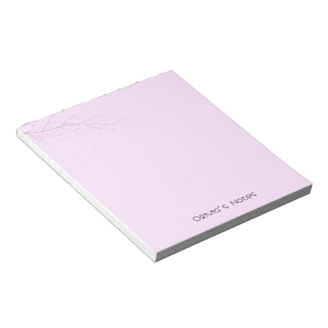 Pink Floral Flower gradient Personalised name Notepad (Angled)