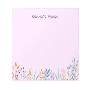 Pink Floral Flower gradient Personalised name Notepad