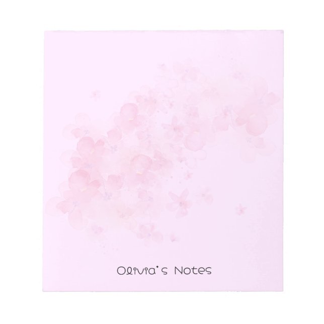 Pink Floral Flower gradient Personalised name Notepad (Front)