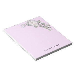 Pink Floral Flower gradient Personalized name Notepad