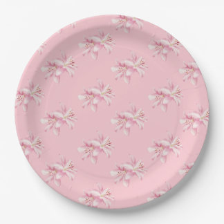 Pink Floral Flower Pattern Paper Plate