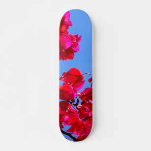 Pink floral flower skateboard