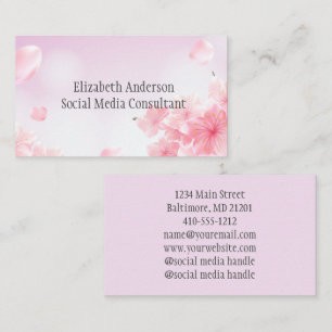 Pink Floral Flowers Feminine For her Business Card