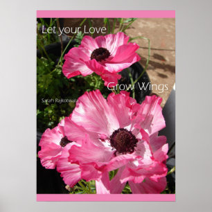 Pink Floral Flowers Nature Cottage Garden Poster