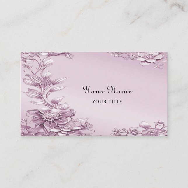 Pink Floral Foliage Business Card (Front)
