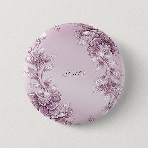 Pink Floral Foliage Button