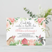 Pink Floral Foliage Farm Animals Birthday