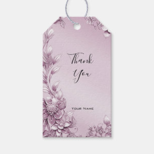 Pink Floral Foliage Gift Tag