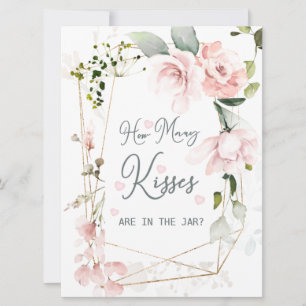 Pink Floral Foliage How Many Kisses in the Jar  Invitation