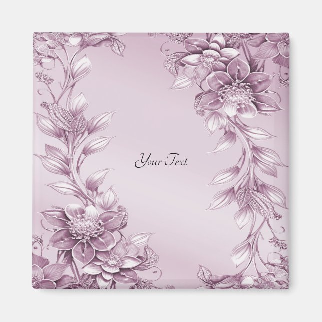 Pink Floral Foliage Magnet (Front)