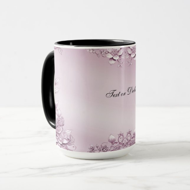 Pink Floral Foliage Mug (Front Left)