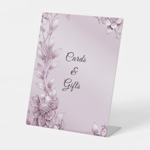 Pink Floral Foliage Tabletop Signs