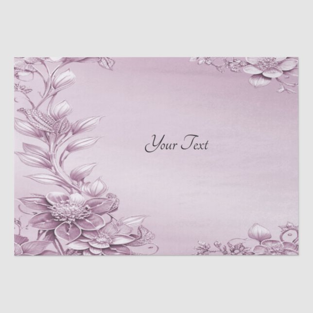 Pink Floral Foliage Tissue Paper (Front)