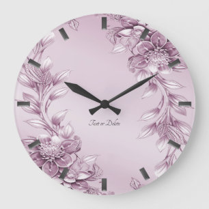 Pink Floral Foliage Wall Clock