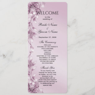 Pink Floral Foliage Wedding Program Programme