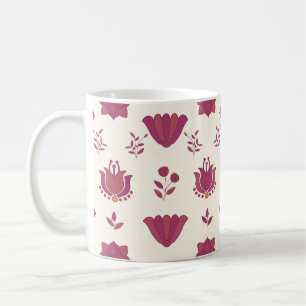 Pink Floral Folk Art Coffee Mug