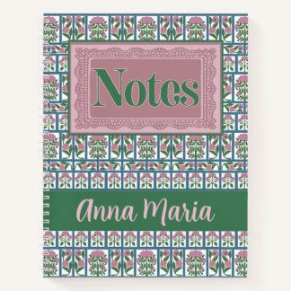 Pink Floral Folk Art Quilt Pattern Notebook
