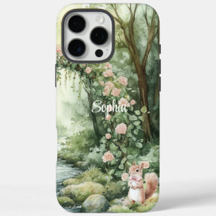 Pink Floral Forest Squirrel iPhone 16 Pro Max Case
