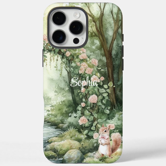 Pink Floral Forest Squirrel Case-Mate iPhone Case (Back)
