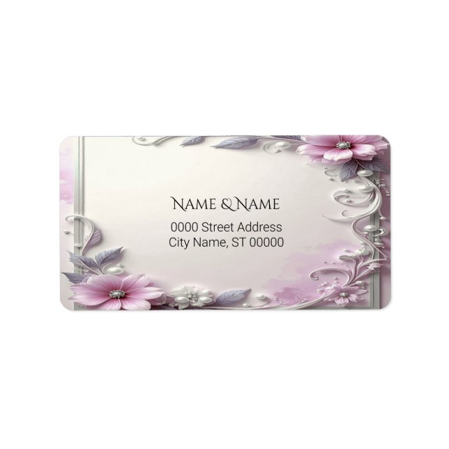 Pink Floral Frame Address Label (Front)