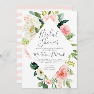 Pink Floral Frame Bridal Shower Invitation