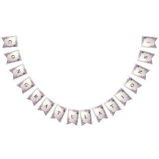 Pink Floral Frame Bunting Flag