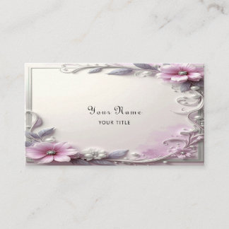 Pink Floral Frame Business Card