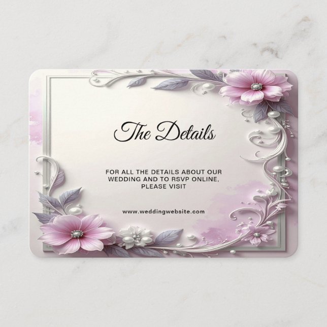 Pink Floral Frame Detail Enclosure Card (Front)