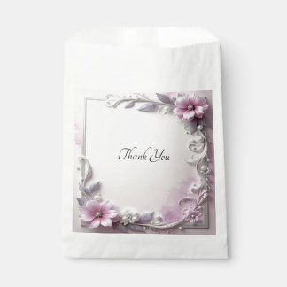 Pink Floral Frame Favor Bag