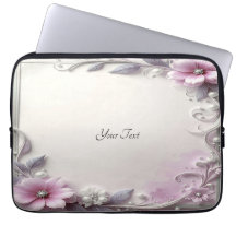 Pink Floral Frame Laptop Sleeve