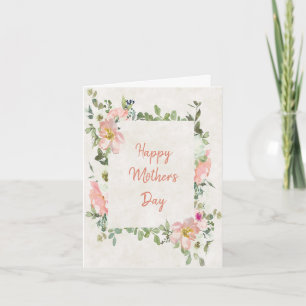 Pink floral frame Mother's Day Card