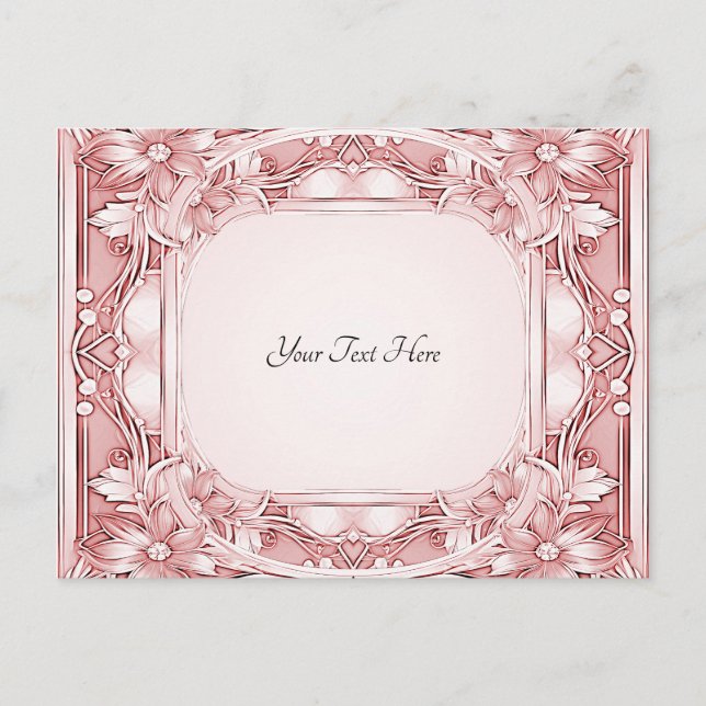 Pink Floral Frame Postcard (Front)