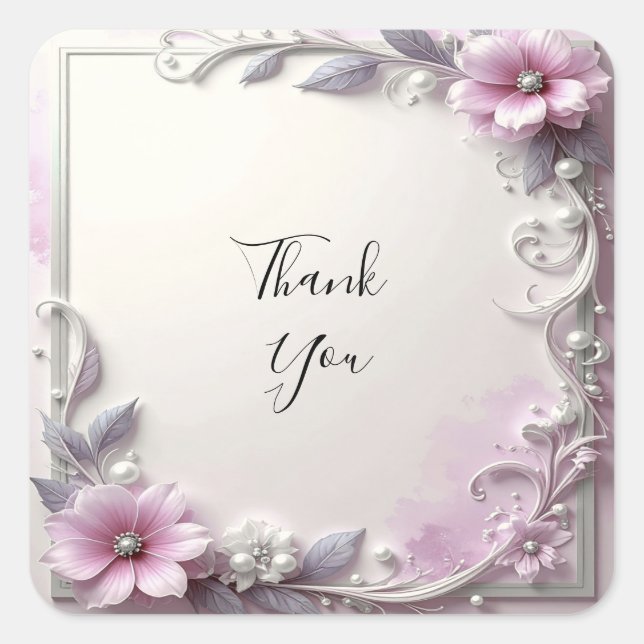 Pink Floral Frame Sticker (Front)