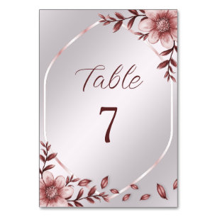 Pink Floral Frame Table Number
