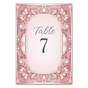 Pink Floral Frame Table Number