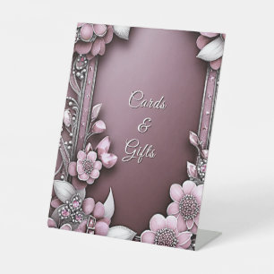 Pink Floral Frame Tabletop Signs