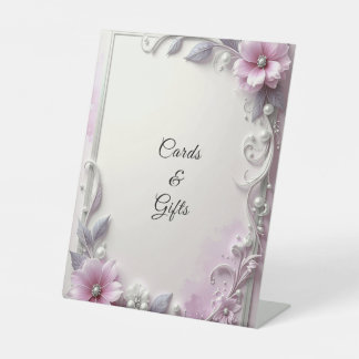 Pink Floral Frame Tabletop Signs