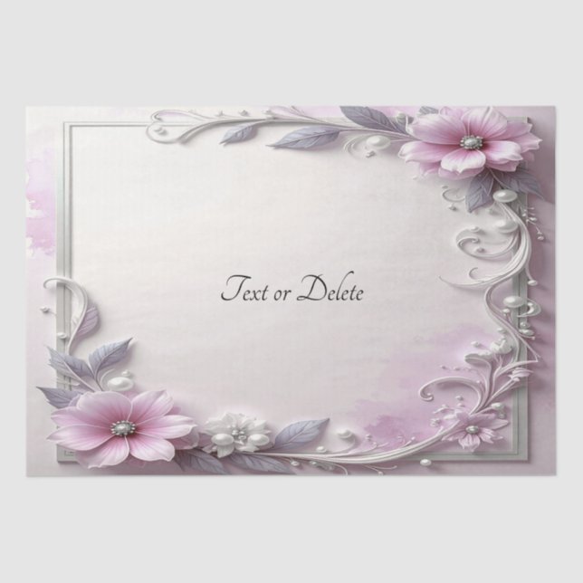 Pink Floral Frame Tissue Paper (Front)