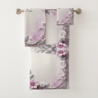 Pink Floral Frame Towel Set