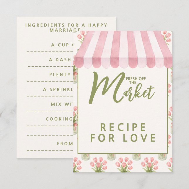 Pink Floral Fresh Off The Market Bridal Shower Enclosure Card (Front/Back)