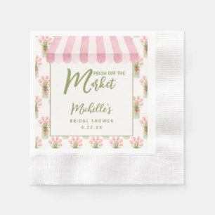 Pink Floral Fresh Off The Market Bridal Shower Napkin