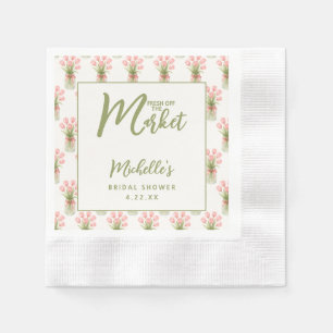 Pink Floral Fresh Off The Market Bridal Shower Napkin