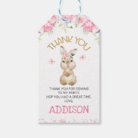 Pink Floral Furry Bunny Birthday Thank You