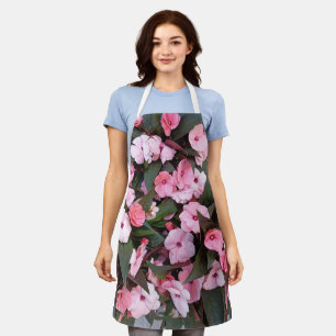 Pink Floral Garden Apron Elegant Botanical Kitch