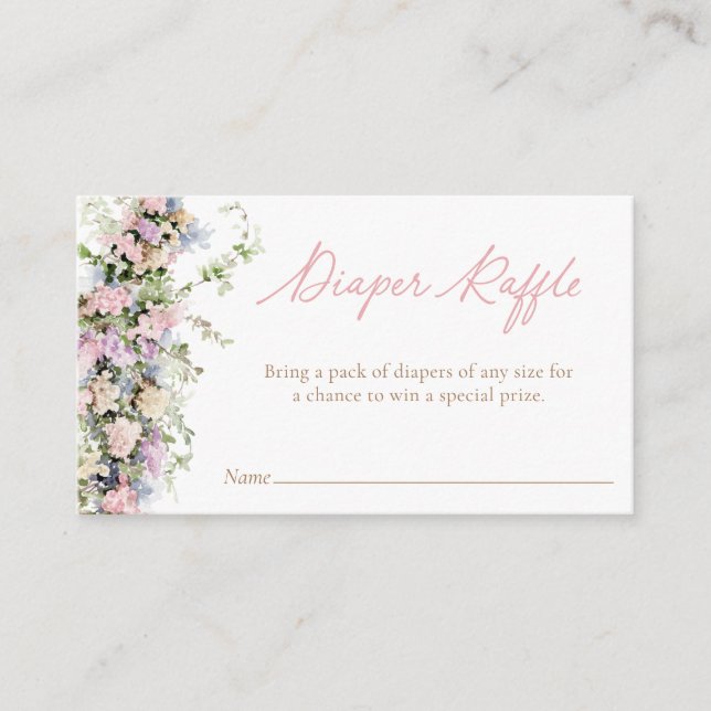 Pink Floral Garden Baby Shower Diaper Raffle Enclosure Card (Front)